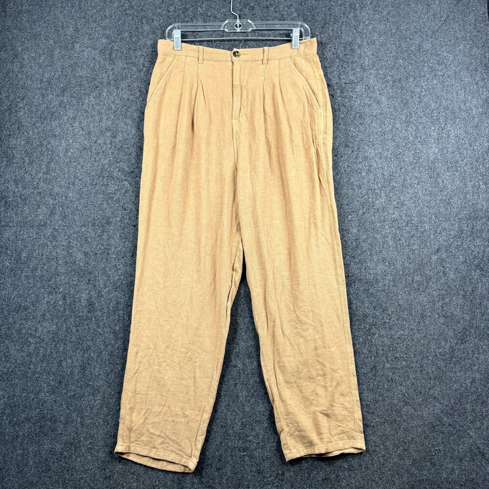 Free People Faded Love Pants Women's 28 Brown Beige Straight Linen Blend